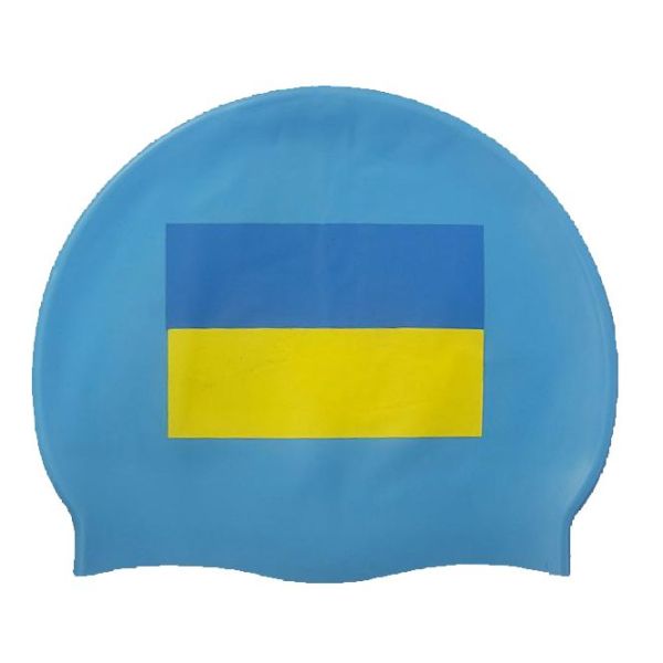 Шапочка для плавання Zoggs Silicone Cap з прапором України (синій)