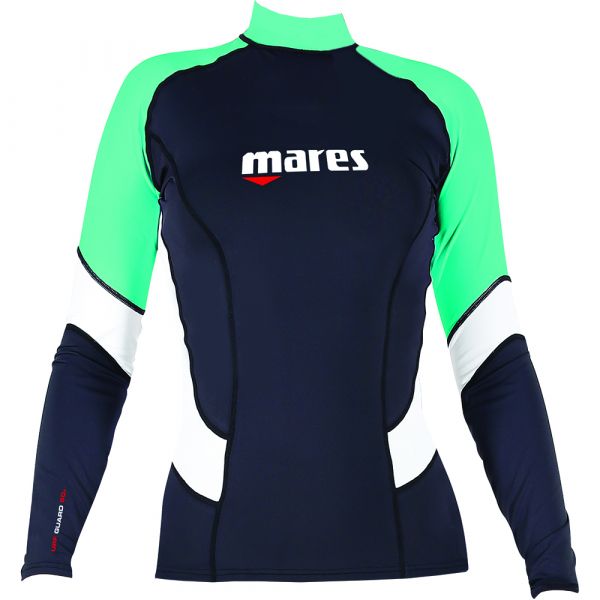 Реглан сонцезахисний Mares Rash Guard Long Sleeve жіночий чорно-бірюзовий