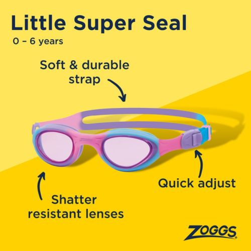 Окуляри для плавання дитячі Zoggs Little Super Seal 0-6 років рожево-фіолетові, лінзи фіолетові