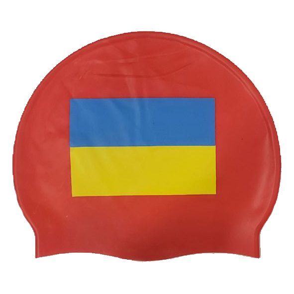Шапочка для плавання Zoggs Silicone Cap з прапором України (червоний)