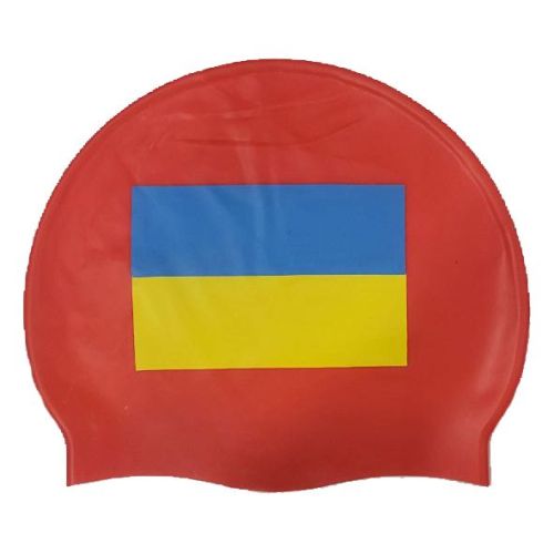 Шапочка для плавання Zoggs Silicone Cap з прапором України (червоний)