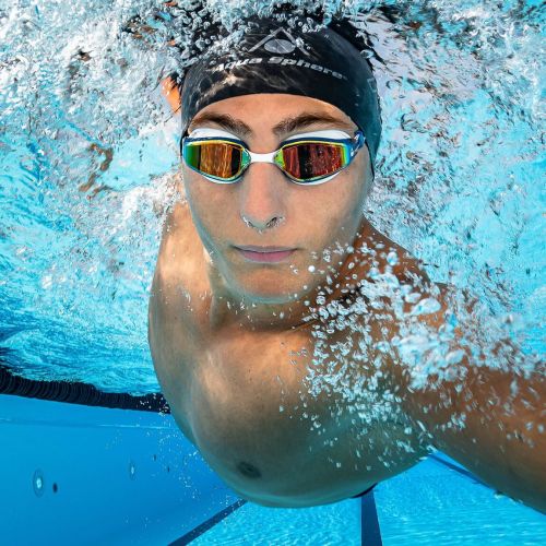 Окуляри для плавання Aqua Sphere Fastlane синьо-білий, дзеркально-червоні лінзи