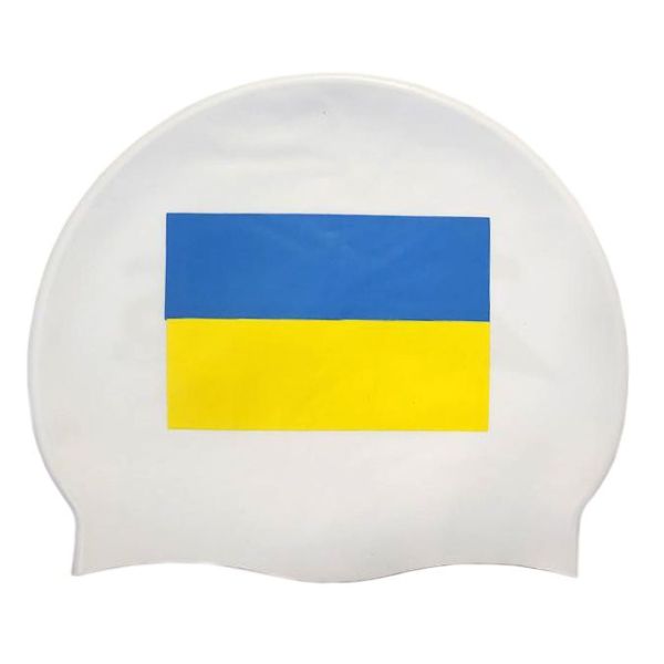 Шапочка для плавання Zoggs Silicone Cap з прапором України (білий)