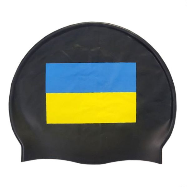 Шапочка для плавання Zoggs Silicone Cap з прапором України (чорний)