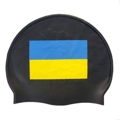 Шапочка для плавання Zoggs Silicone Cap з прапором України (чорний)