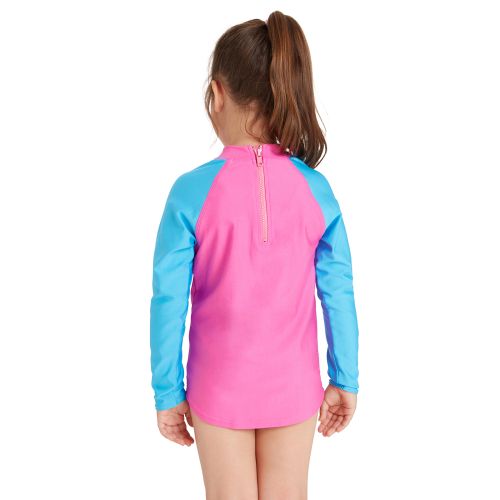Реглан сонцезахисний Zoggs Long Sleeve Zip Sun Top дитячий рожевий