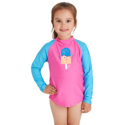 Реглан сонцезахисний Zoggs Long Sleeve Zip Sun Top дитячий рожевий