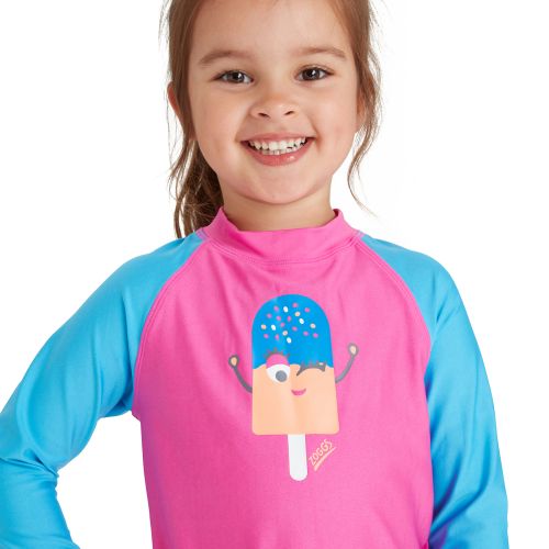 Реглан сонцезахисний Zoggs Long Sleeve Zip Sun Top дитячий рожевий